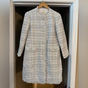 Kate Spade Pearl Sparkle Tweed Coat in Star Bright Cream. Size 4.